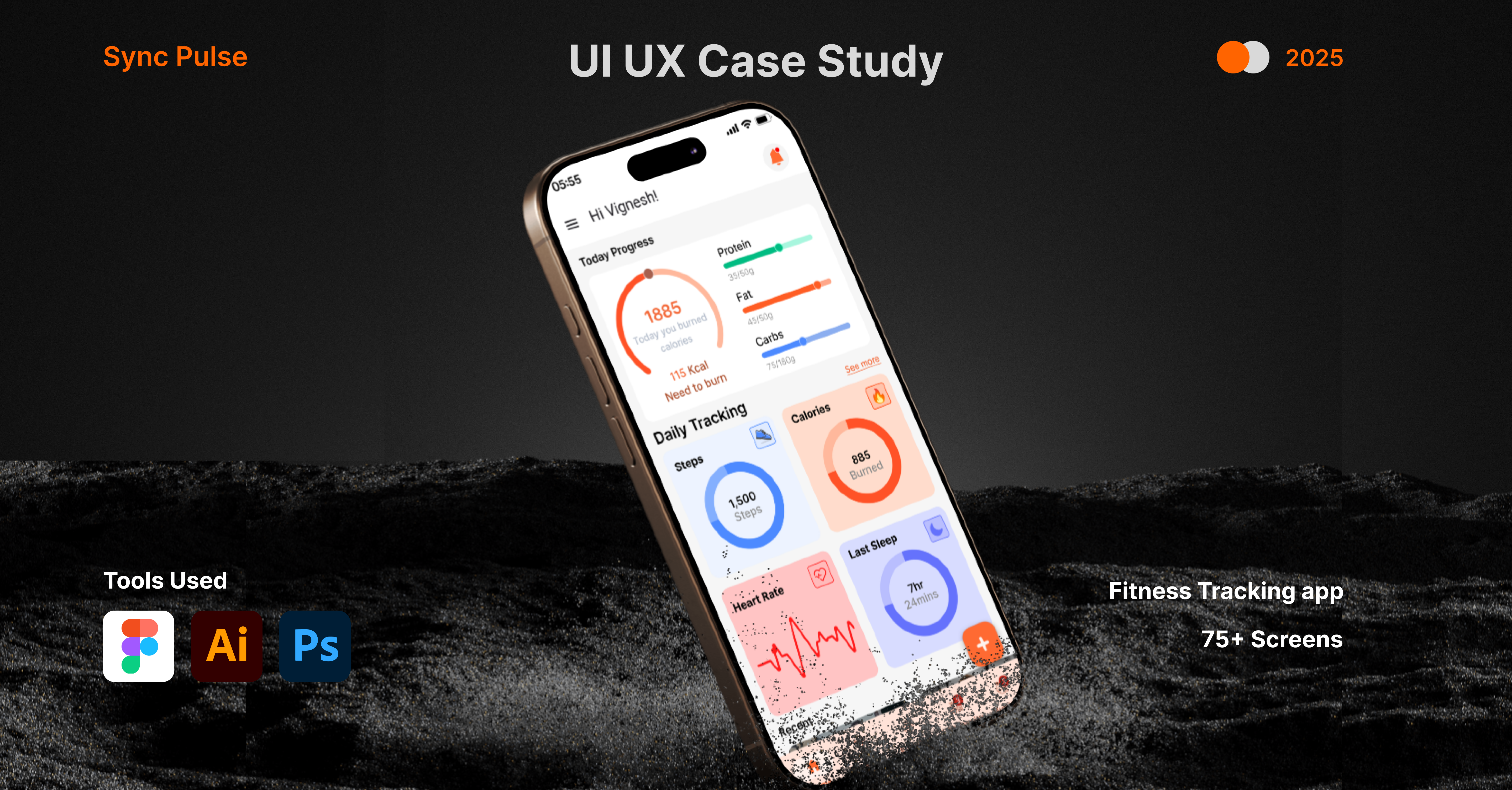 Sync Pulse Fitness Tracking App UI/UX case study